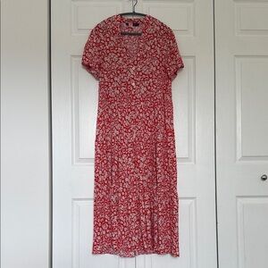 Zara Red and White Floral Maxi Dress